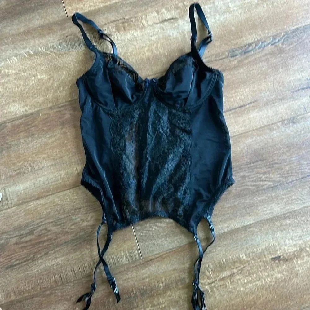 Heidi Klum Intimates odette corsetry corset 34D black lace